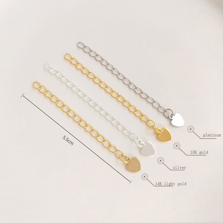 Tail chain, copper plated 14K18K real gold silver water drop, heart-shaped