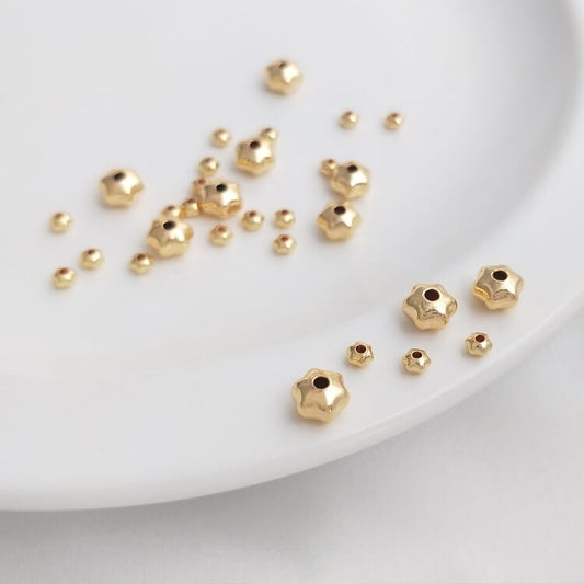 Hexagram flat spacer beads 14k gold-plated