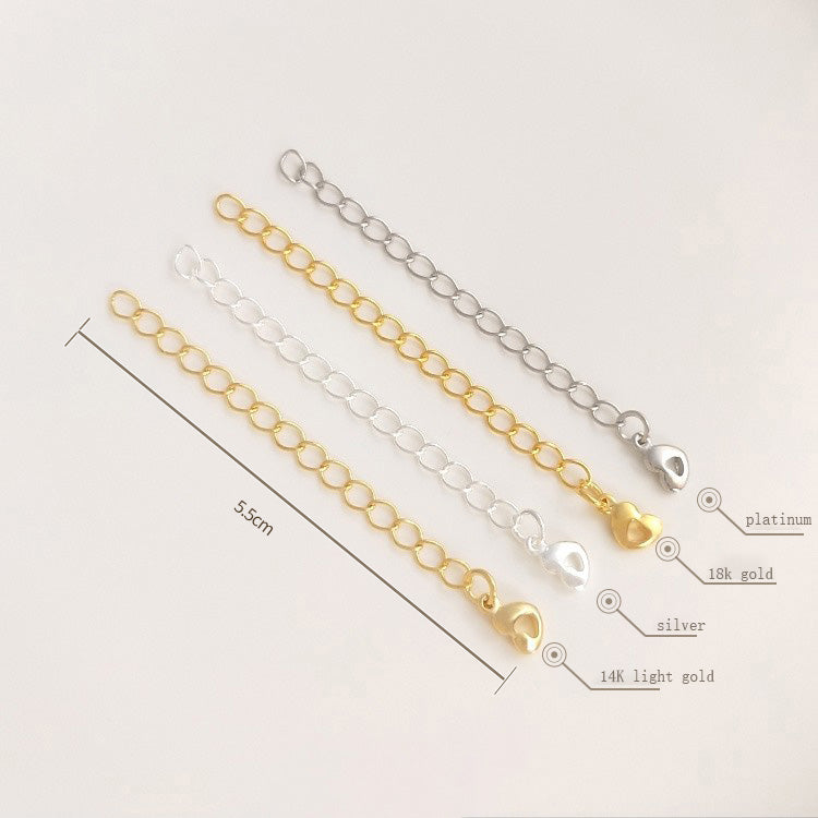 Tail chain, copper plated 14K18K real gold silver water drop, heart-shaped