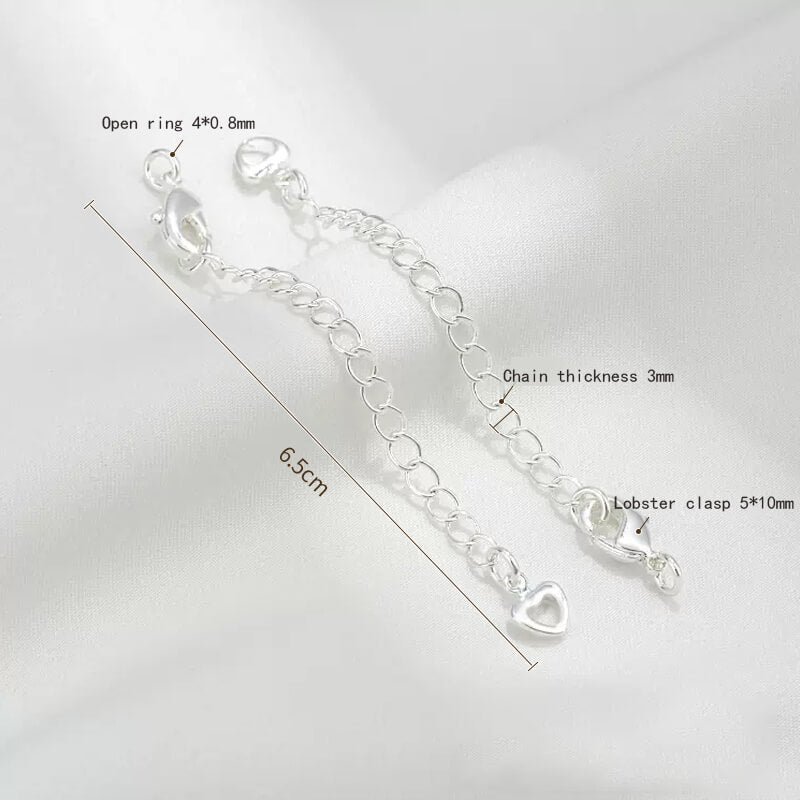 Silver tail chain, 3mm thick, with small lobster clasp and open ring