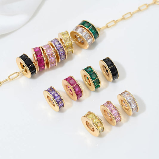 Inlaid with colored zircon wheel bead spacer with large hole spacer