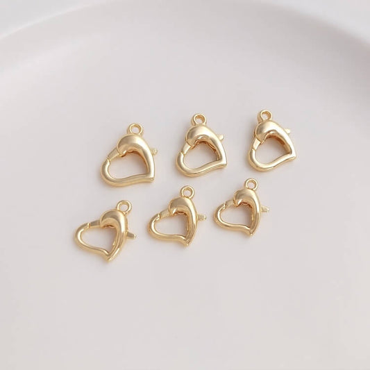 14K gold-plated heart-shaped lobster clasp