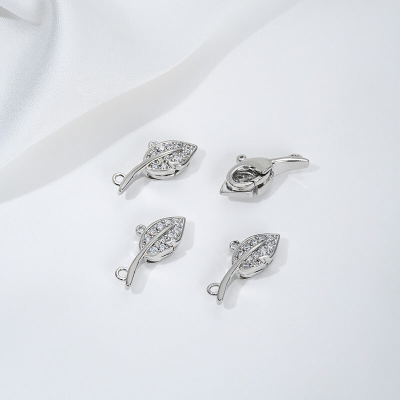 Leaf-shaped lobster clasp jewelry buckle inlaid with zircon