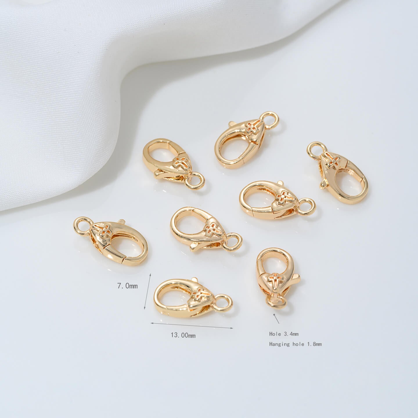 Lobster clasp classic, diamond, cross, round oval