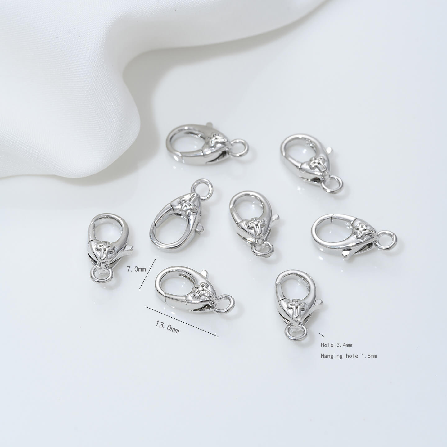 Lobster clasp classic, diamond, cross, round oval