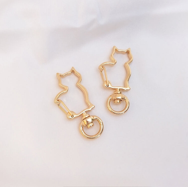 Cat head five-pointed star keychain heart-shaped 14k gold-plated spring lobster clasp