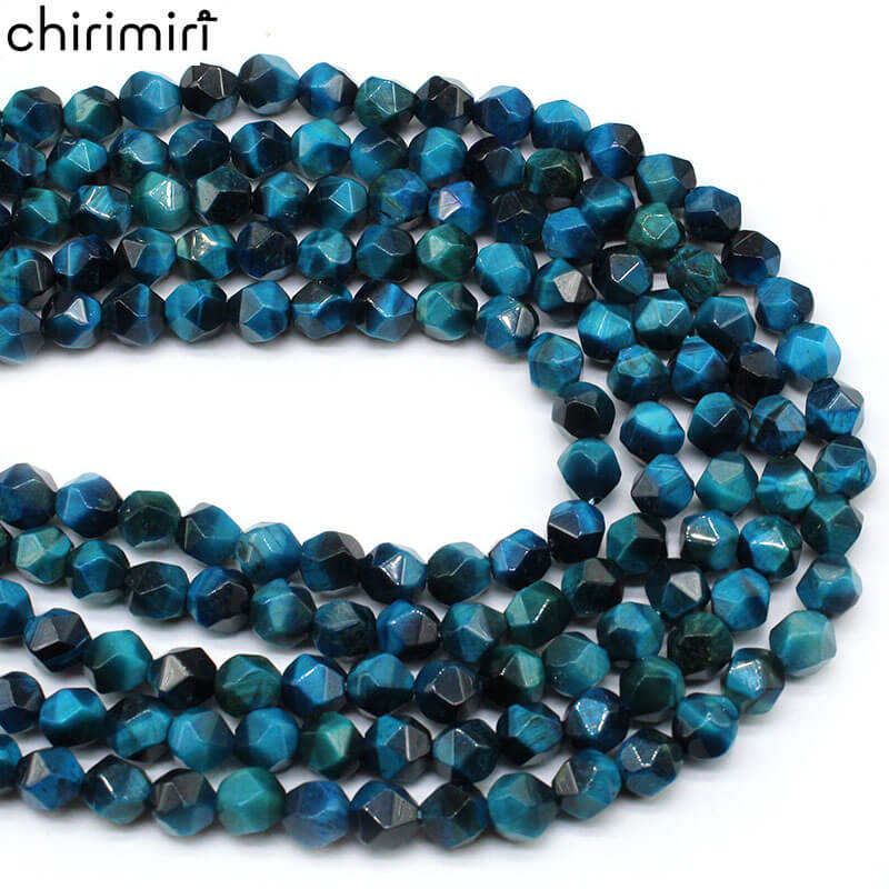 Large cut blue tiger eye loose beads bracelet
