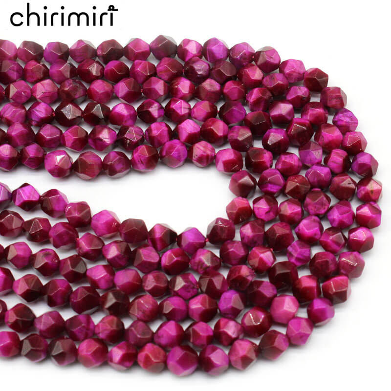 Large cut rose tiger eye loose beads necklace