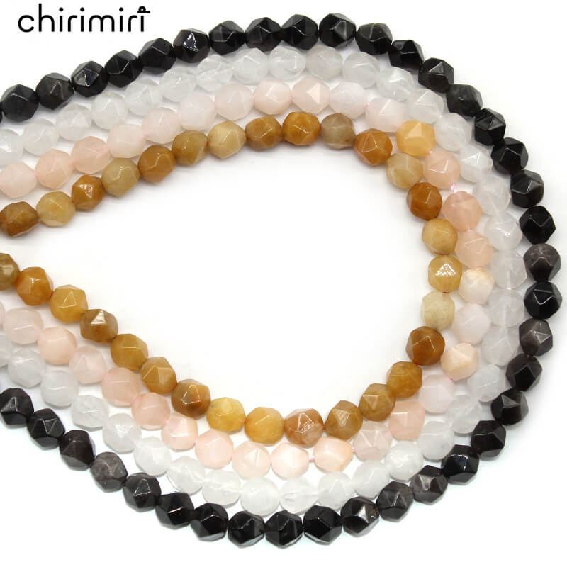 Large cut silver obsidian white chalcedony pink aventurine yellow aventurine loose beads bracelet