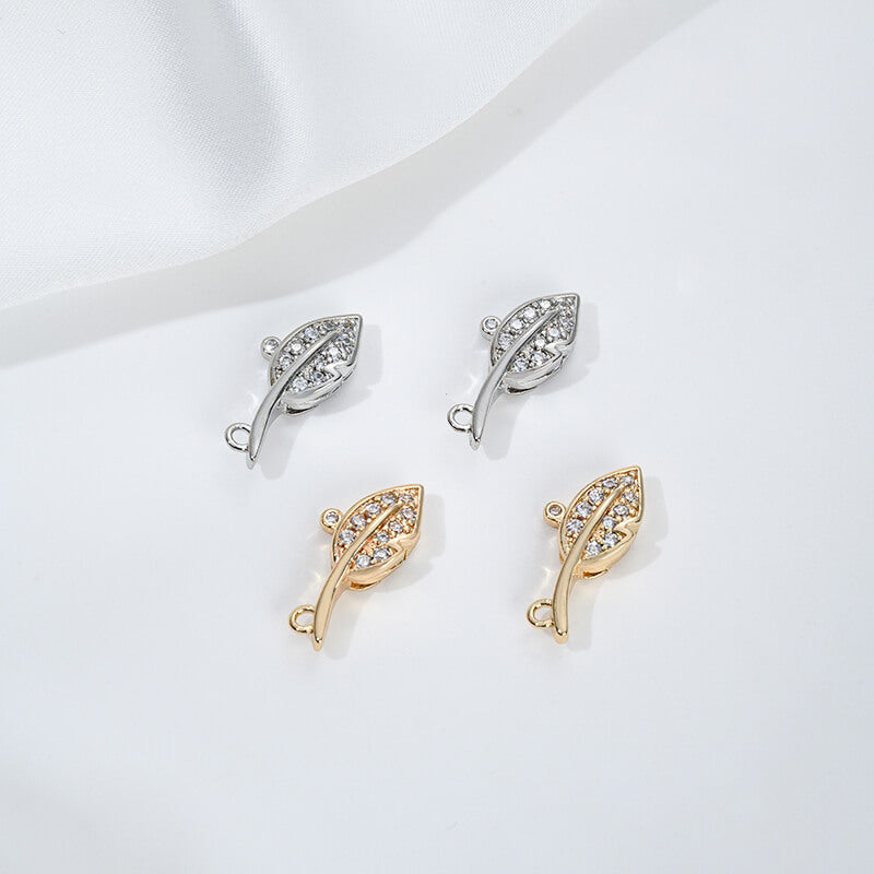 Leaf-shaped lobster clasp jewelry buckle inlaid with zircon