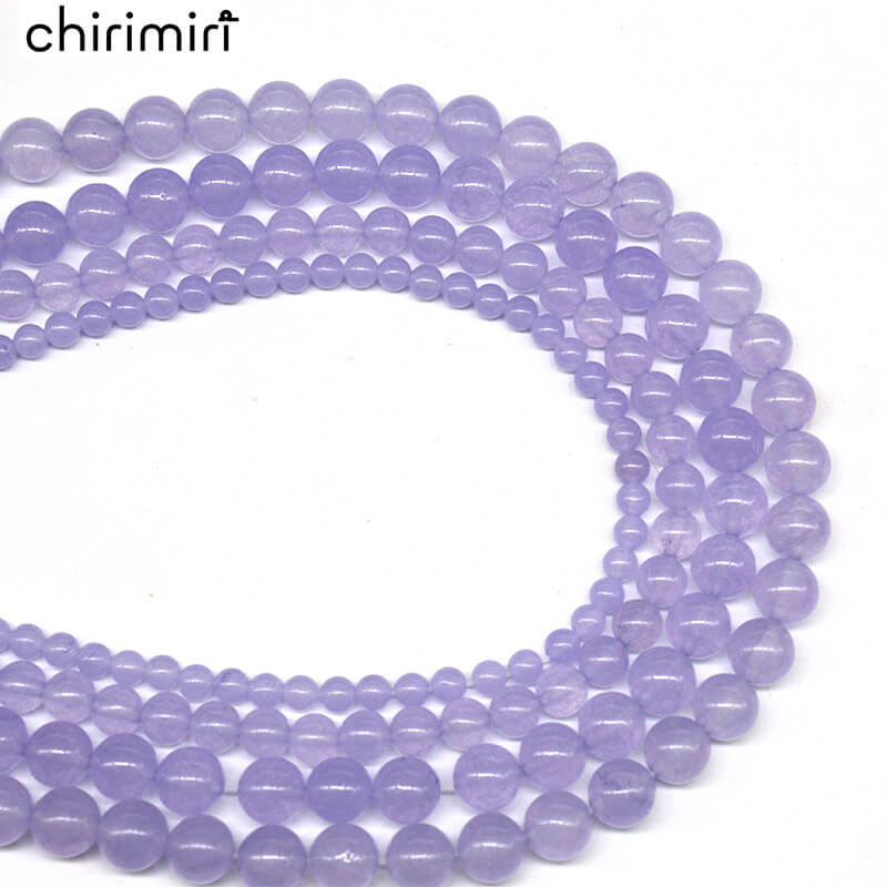 Light purple chalcedony loose beads necklace semi-finished product