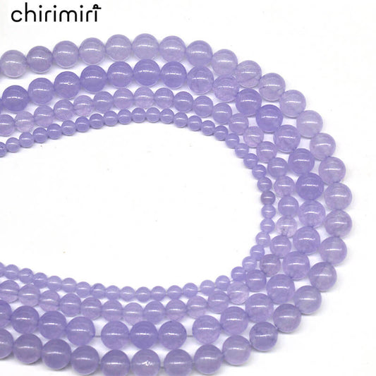 Light purple chalcedony loose beads necklace semi-finished product
