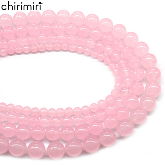 Light pink chalcedony semi-finished DIY handmade crystal beads