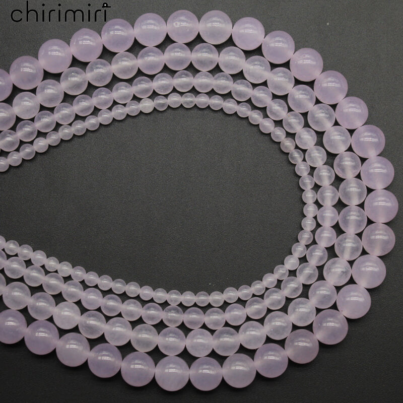 Light purple chalcedony loose beads round beads DIY handmade woven bracelet