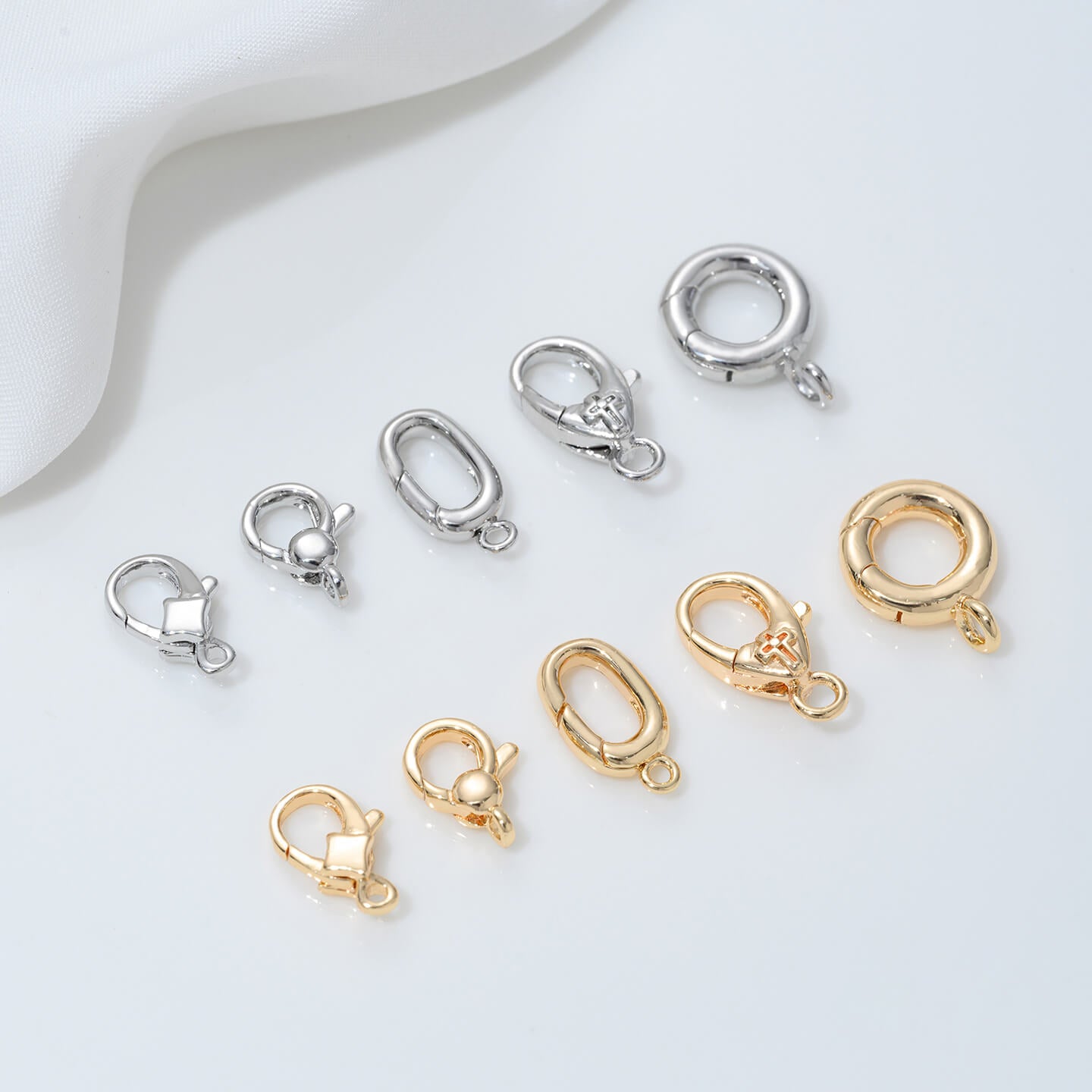Lobster clasp classic, diamond, cross, round oval