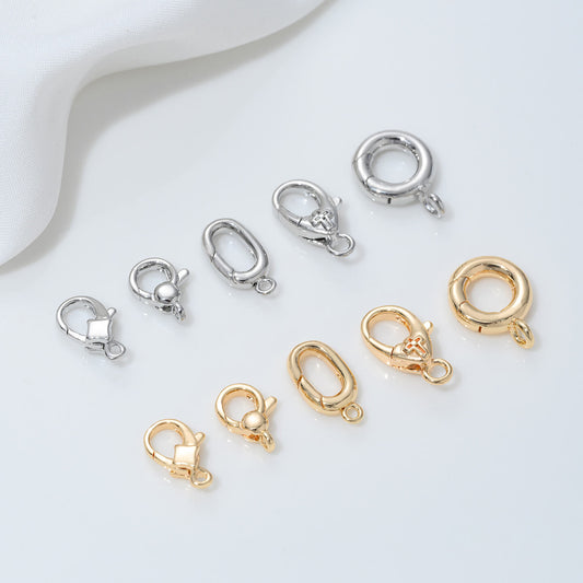 Lobster clasp classic, diamond, cross, round oval
