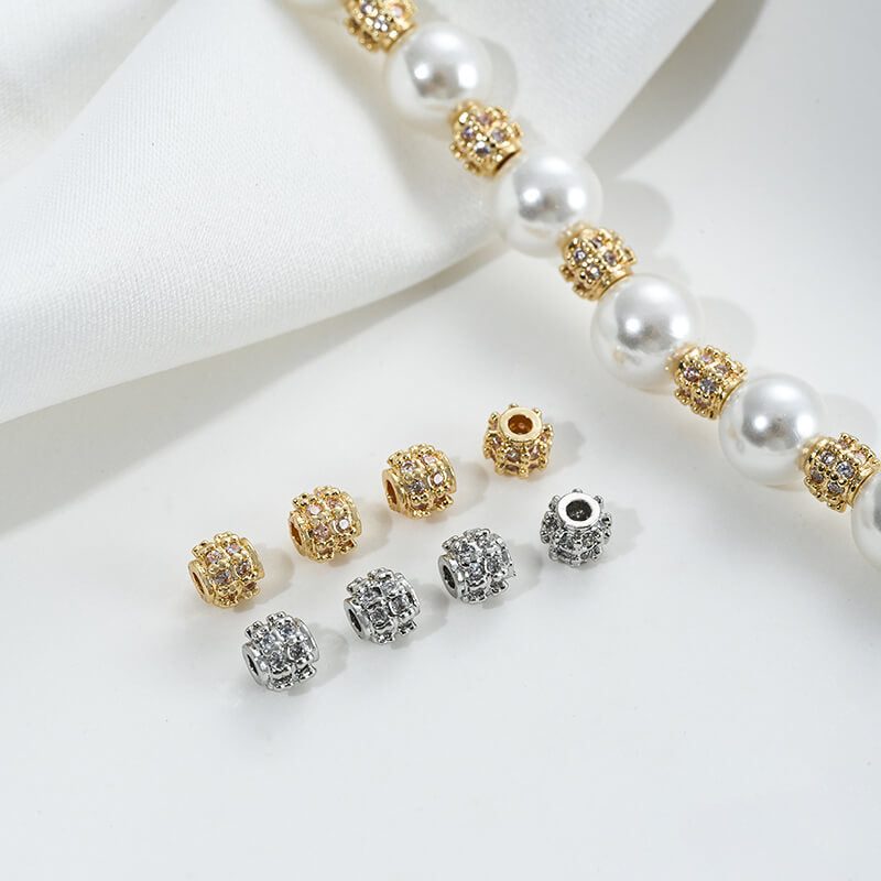Micro-inlaid double-row zircon mini diamond ball spacer beads