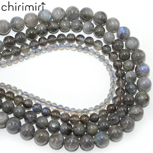 Natural Gray Moonstone Labradorite Blue Light Beads