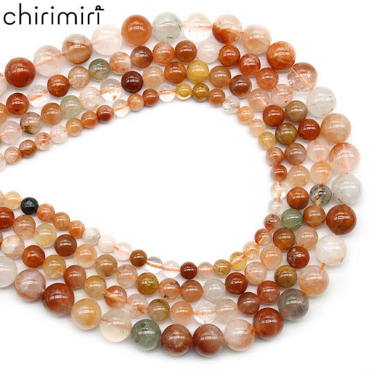 Natural Stone Red Rabbit Fur Loose Beads DIY Hand-woven Bracelet