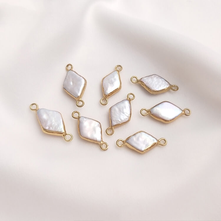 Natural Baroque Pearl Double-Hole Pendant for DIY Jewelry — Irregular Bead Charm for Handmade Necklace & Earring Making