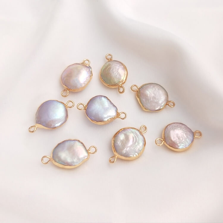 Natural Baroque Pearl Double-Hole Pendant for DIY Jewelry — Irregular Bead Charm for Handmade Necklace & Earring Making