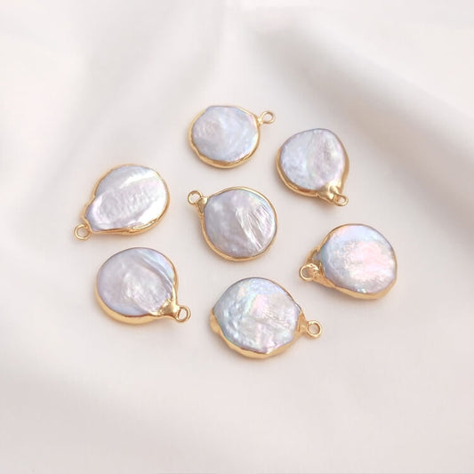 Natural Baroque Pearl Double-Hole Pendant for DIY Jewelry — Irregular Bead Charm for Handmade Necklace & Earring Making