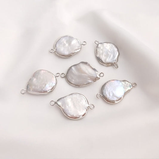 Natural Baroque Pearl Double-Hole Pendant for DIY Jewelry — Irregular Bead Charm for Handmade Necklace & Earring Making