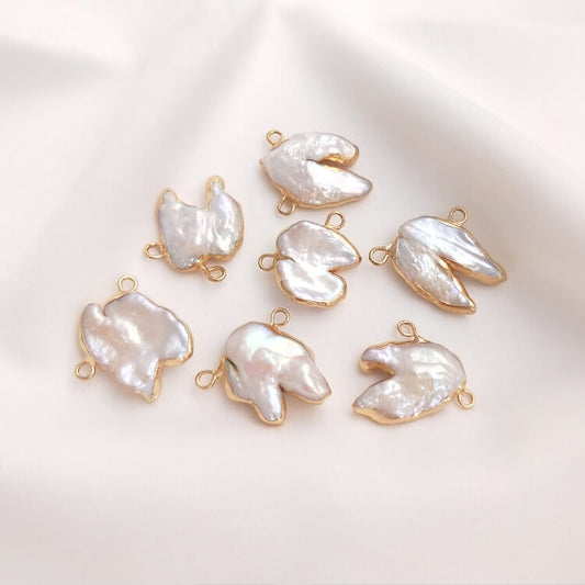 Natural Baroque Pearl Double-Hole Pendant for DIY Jewelry — Irregular Bead Charm for Handmade Necklace & Earring Making