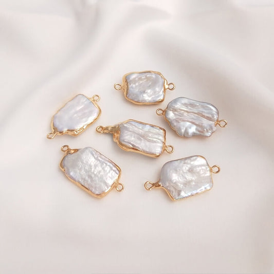 Natural Baroque Pearl Double-Hole Pendant for DIY Jewelry — Irregular Bead Charm for Handmade Necklace & Earring Making