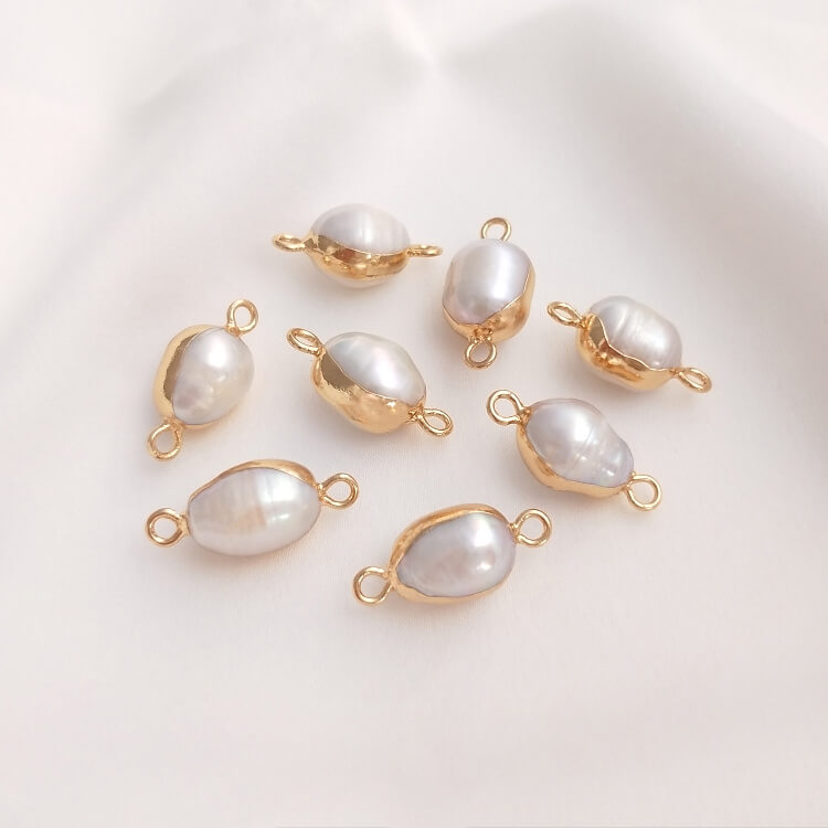 Natural Baroque Pearl Double-Hole Pendant for DIY Jewelry — Irregular Bead Charm for Handmade Necklace & Earring Making