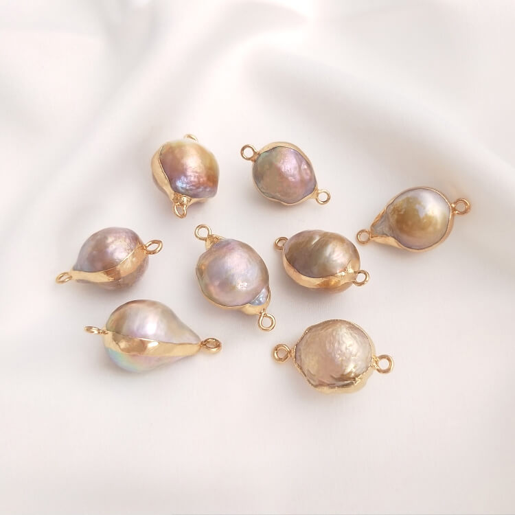 Natural Baroque Pearl Double-Hole Pendant for DIY Jewelry — Irregular Bead Charm for Handmade Necklace & Earring Making