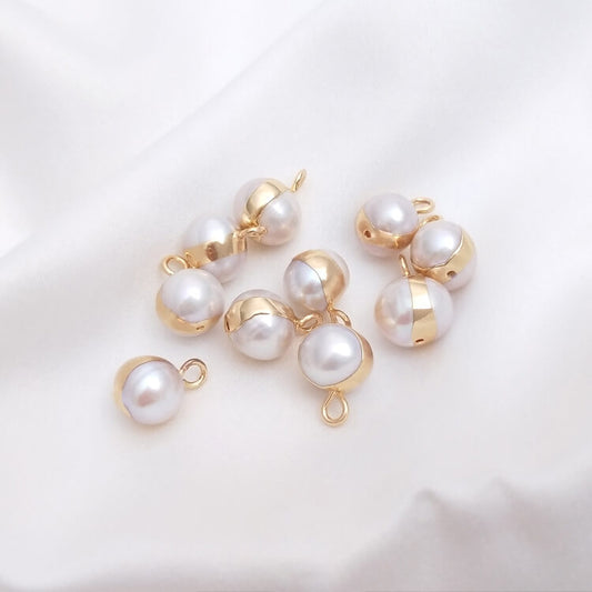 Natural Baroque Pearl Double-Hole Pendant for DIY Jewelry — Irregular Bead Charm for Handmade Necklace & Earring Making