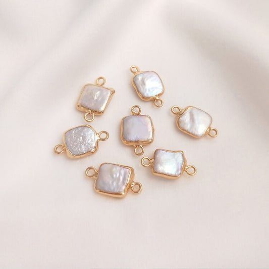 Natural Baroque Pearl Double-Hole Pendant for DIY Jewelry — Irregular Bead Charm for Handmade Necklace & Earring Making