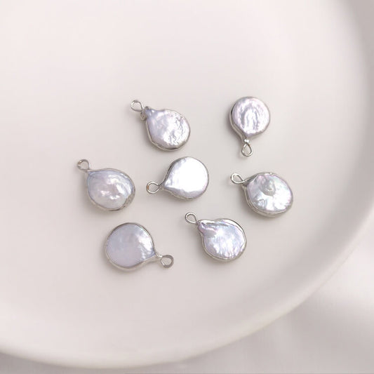 Baroque Square Teardrop Pearl Pendant White K Edge | 12×17mm Charm