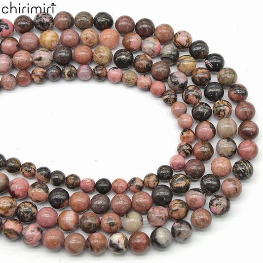 Natural black line rhodonite loose beads diy hand-woven