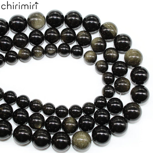 Natural gold obsidian color obsidian loose beads DIY hand-woven bracelet