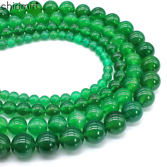 Natural green agate loose beads DIY hand-woven bracelet