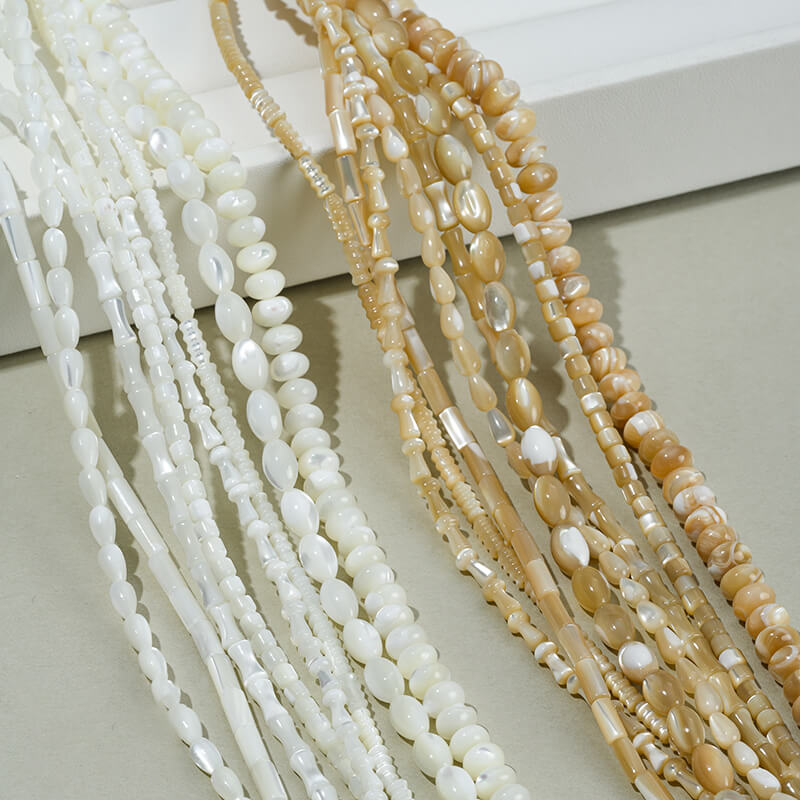 Natural horseshoe shell cylindrical bamboo tube beads rice beads abacus beads water drop spacer beads chain