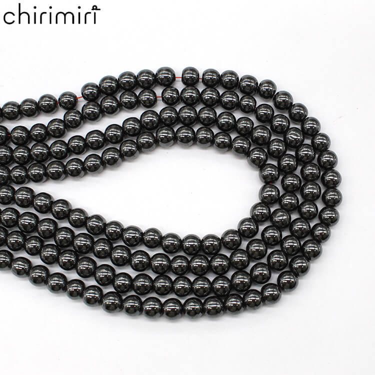 Natural iron ore black gallstone round beads crystal agate DIY hand-woven materials