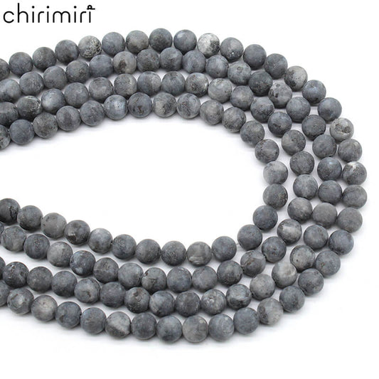 Natural matte matte black glitter stone loose beads