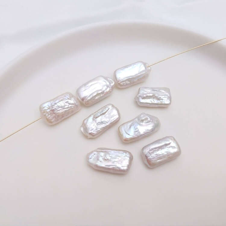 Natural pearl baroque rectangular beads necklace