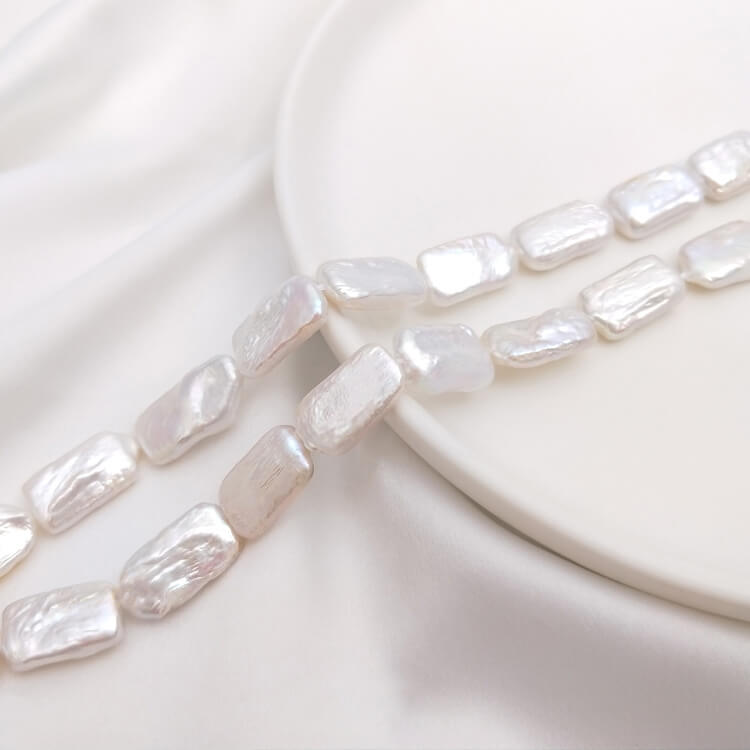 Natural pearl baroque rectangular beads necklace