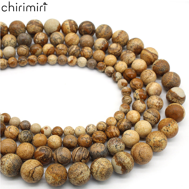 Natural picture stone loose beads DIY hand-woven materials