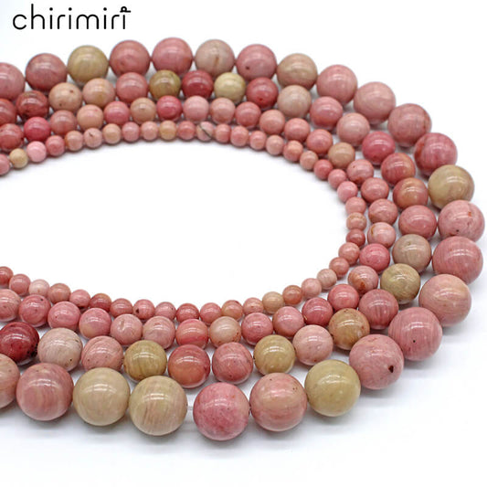 Natural rhodochrosite loose round beads DIY hand-woven crystal