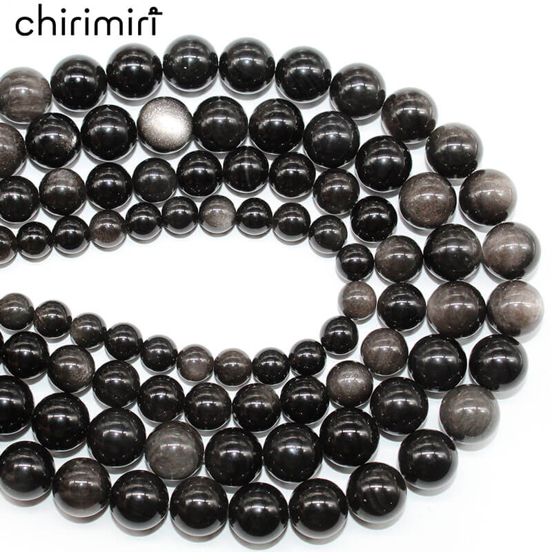 Natural silver obsidian colored obsidian loose beads