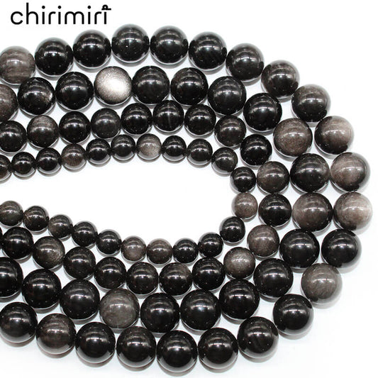 Natural silver obsidian colored obsidian loose beads