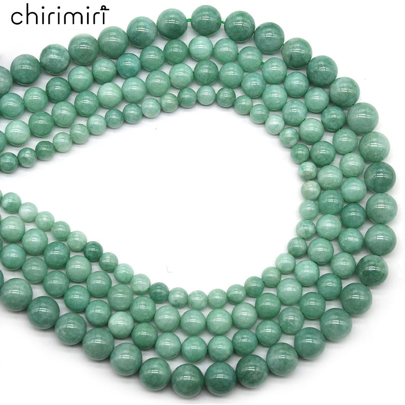 Natural stone bean green jade loose beads DIY hand-woven crystal