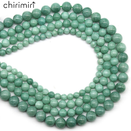 Natural stone bean green jade loose beads DIY hand-woven crystal