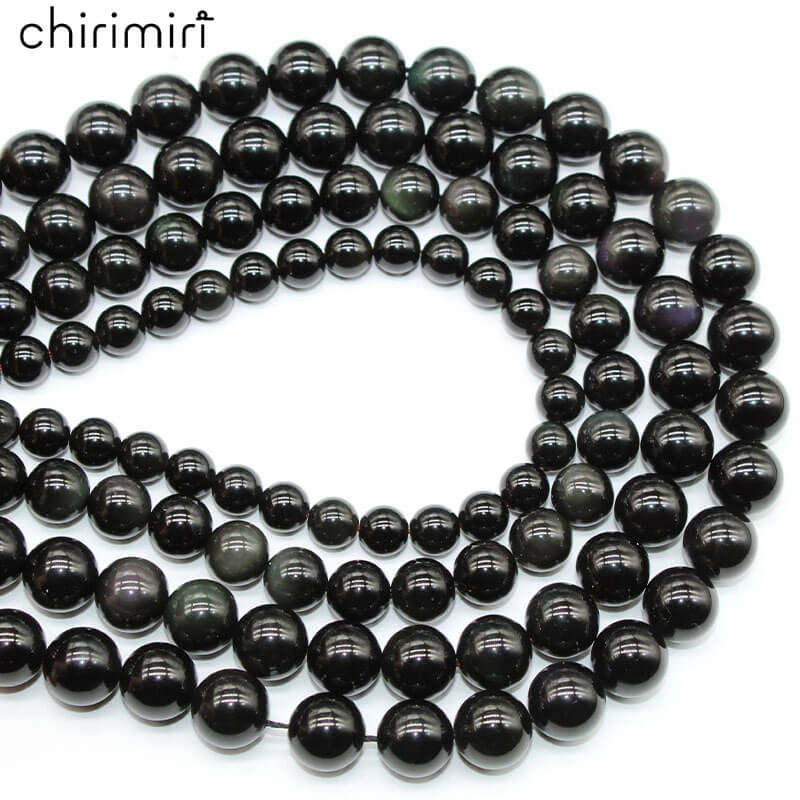 Natural stone color obsidian loose beads DIY hand-woven materials crystal