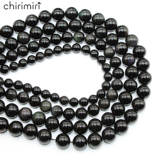 Natural stone color obsidian loose beads DIY hand-woven materials crystal